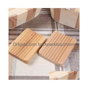 Pratos de sabão de madeira natural bambu saboneteira bandeja titular armazenamento rack placa caixa recipiente portátil banheiro prato c0614g04 gota delive dhuif