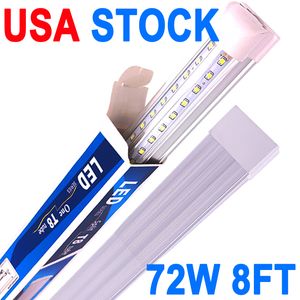 LED T8 Integrated Fixture 8FT 72W Linkable LED Shop Light, LED Ceiling Light and Under Cabinet Light, for Cooler, Garage, Warehouse, Clear Cover 25 Pack crestech