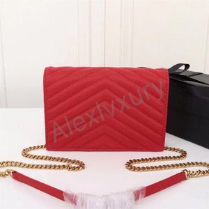 Women Messenger Cross Body Bags Caviar Cowhide Shoulder Bag 5 Colors Multi-Card Slot Women's Classic Small Purse With Chain201o