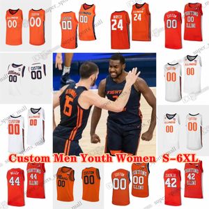 NCAA Custom S-6XL Illinois Fighting Illini College Basketball 0 Terrence Shannon Jr. Trikots 13 Quincy Guerrier 3 Marcus Domask 33 Coleman Hawkins 20 Ty Rodgers Harmon