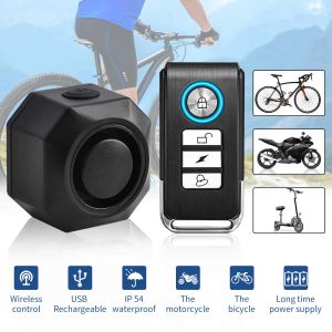キットワイヤレスアンティテフトブラックポータブルバイクアラームリモート自転車/ebike/オートバイセキュリティ充電式振動センサーアラーム