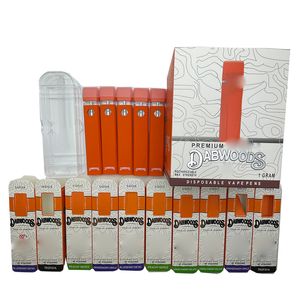 Boş Dabwoods Teslim edilebilir Vape Kalemler Plastik Kutu En Yeni 1.0 Gram Vapes Cihaz Kalın Yağ Seramik Bobin E Sigara Çubuk Pods 280mAH Şarj Edilebilir 1ml Buharlaştırıcı Vape