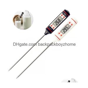 Thermometers Stainless Steel Bbq Meat Thermometer Kitchen Digital Cooking Food Probe Hangable Electronic Barbecue Household Temperatur Dha8O