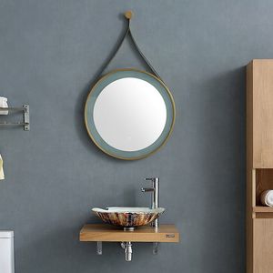 Nordic Minimalist Personalized Fashion Art Shell Washbasin and LED Makeup Mirror Small Household Bathroom Cabinet Combination 240227