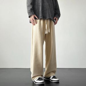 Pantaloni Pantaloni invernali ispessiti da uomo caldi pantaloni larghi oversize da uomo streetwear pantaloni dritti larghi pantaloni spessi beige neri da uomo