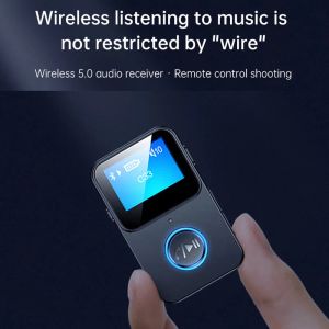 Lettori Mini Lettore MP3 Ricevitore audio Bluetooth compatibile 5.0 Lettore musicale con clip portatile con scheda TF Walkman con fotocamera remota