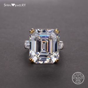 Shipei Natural Rectangle White Pink Sapphire Ring 925 Sterling Silver Sapphire Rings for Women Men Wedding Engagement241R