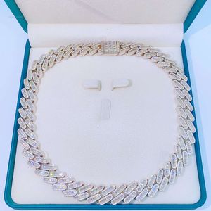 Fina smycken Hip Hop Iced Out VVS1 Moissanite Diamond 10K 14K Real Solid Gold Cuban Link Chain