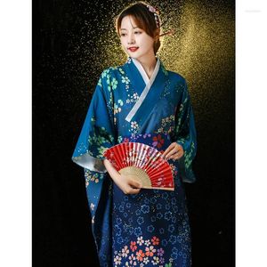 Roupas étnicas Mulher Japonês Kimono Cardigan Moda Floral Impressão Haori Japão Uniforme Tradicional Retro Longo Kimonos Vestidos Cosplay