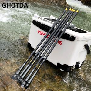 Varas de pesca telescópica vara de fibra de carbono fluxo superhard mão durável pólo carpa pesca 3.6m 4.5m 5.4m 6.3m 7.2m