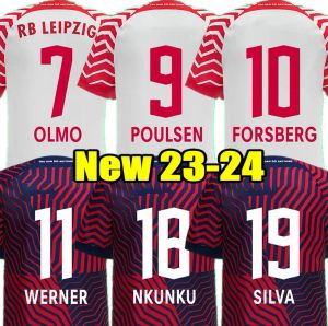 Werner 23 24 Camisas de futebol FORSBERG Camiseta Maillot Szoboszlai POULSEN Sorloth 2023 2024 Camisas de futebol Kits Uniforme RBL Nkunku Olmo Silva Leipziges