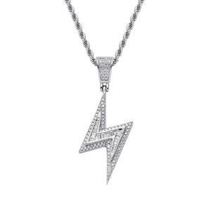 Custom Design Lighting Shape Sier With Moissanite Diamond Ice Out Pendant For Mans Hiphop Jewelry