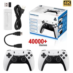 Konsoler M8 Plus 256G 40000+ Games Video Game Console 2.4G Wireless Controller Emuelec 4.3 System 4K HD Retro Game Stick för PS1/GBA/N64