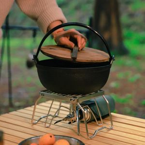 Multifunctional Folding Campfire Grill Portable Stainless Steel Camping Grate Gas Stove Stand Outdoor Wood 240223