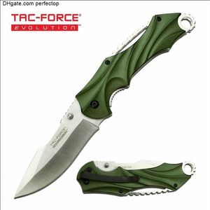 Knife Tactical Pocket Tac-Force Evolution Harpoon Blade Hunting Knife Army Green Aluminum Handles EDC Outdoor Camping Survival Folding Knives Tool