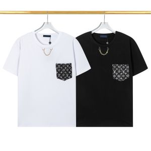 T-shirt uomo T-shirt firmate estive T-shirt moda uomo Manica corta Tasca sul petto con catena Hip Hop Streetwear T-shirt Casual da uomo T-shirt T-shirt taglia asiatica M-3XL