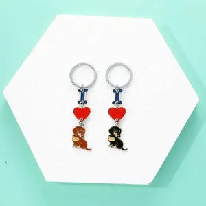 Keychains DIY Cute Pet Dachshund Bulldog Keychain Love Heart Dog Key Ring Bag Charms My Pendant Gifts