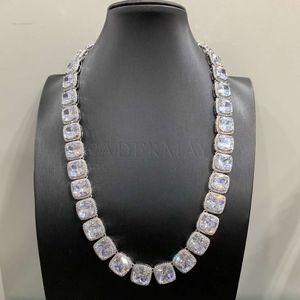 Pass The Diamond Tester GRA Certificate 11Mm Cushion Rock Candy Chain D VVS Moissanite Tennis Necklace Iced Out Bracelet