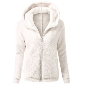 Jackets 2021 Women's Plush Fleece Hoodies Winter Warm Wool Zipper Coat Fashion Tops Jumper For Female Outwear Cotton Hooded Sweater