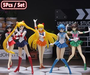 5 pz-set Sailor Moon Anime Figura Mizuno Ami Tsukino Usagi Hino Rei Aino Minako Action Figure Modello Kawaii Doll giocattoli Regalo