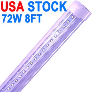 LED Shop Light 8Ft, 72W LED Tube Light Fixture, 8 foot Clear Cover Cool White 6500K, V-Shaped Integrated Fixture for Cooler Door Lighting 25Pack Cabinet Workshop crestech