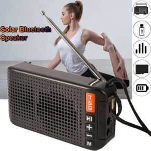 Players Mini Solar FM Radio Portable Bluetooth 5.0 Högtalare MP3 Spelare med LED -ficklampa Support Handsfree TF Card U Disk