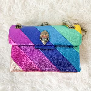 Mini Tote Kurt Geiger Rainbow Designer Bag Färgglada Luxurys handväska riktiga läderkedja axelväskor Kvinnor Mens mode Pochette Clutch Purse Lady Crossbody Bag