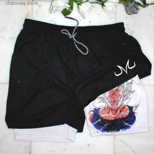 Men's Shorts Anime Gym Shorts For Man Double Layer 2-In-1 Quick-Drying Sweat-Absorbent Jogging Performance Shorts Workout Athletic Shorts T240227