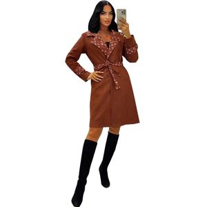 2024NEW Women's Fashion Designer Brand Mid Length Coat Celebrity Style Tryckt LAPEL BELE Inner Foder Long Coat S-XXXL Y71377