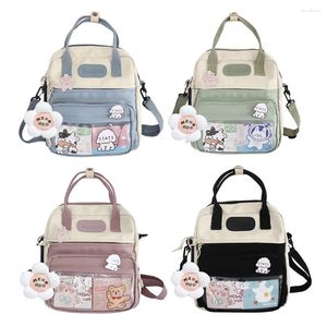 Borse da scuola Zaino Kawaii moda casual con spille e accessori Cerniera da 10,23x9,44x3,54 pollici per studenti che fanno shopping in viaggio