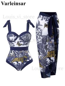 Women's Swimwear S - XL Sexy With Skirt Flower Tiger Printed Underwired One Piece Swimsuit Women Swimwear Female Bather Bathing Suit Swim V4612 T240227