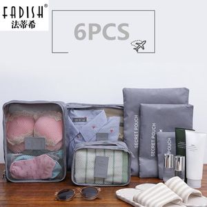 Duffel Bags 6pcs Set Seyahat Aksesuarları Moda Su Geçirmez Polyester Erkek ve Kadınlar Organizatör 322y