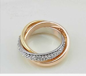 Designer Charme modische Carter Gold Plated Tri Color Ring mit Präzision Handwerkskunst AA Zirkon