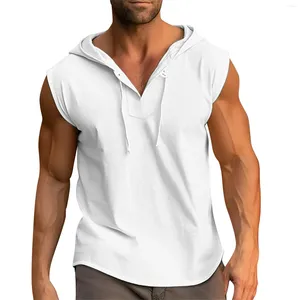 Men's T Shirts 2024 Fashion Clothing Bodybuilding Muscle Guys Fitness Men Hooded Tank Top Vest Sportwear Sleeveless Shirt Hoodie