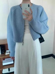 Hırkalar sonbahar kısa üst fermuarlı örgü kazak hırsız ceket kadın giyim Kore tarzı moda Dongdaemun ücretsiz kargo teklifleri