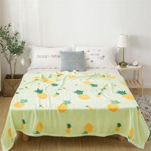 pineapple High quality Thicken plush bedspread blanket 200x230cm High Density Super Soft Flannel Blanket for the sofa Bed Car 20113171