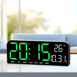 Wall Clocks Large Digital Clock Wall-mounted Temp Date Week Display Remote Control 12/24H Electronic LED Night Mode Table Alarm