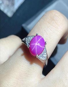 Cluster Rings Star Ruby Ring Line Beautiful Lady 925 Silver Special Promotion1245521