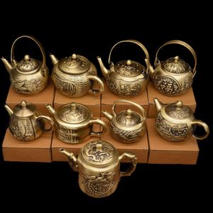 Bule de chá de paisagem escovada Hongda, ornamento de cobre criativo para casa
