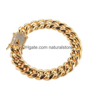 Catena Europa e America Vendita Cool Bracciale da uomo Catena in acciaio inossidabile Braccialetti cubani placcati in oro giallo per gioielli all'anca Drop Deliver Dhbqg