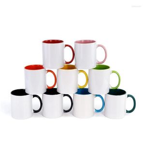 Mugs Customized Logo 350Ml 11Oz Ceramic Mug Heart Round Handle Personalized Picture Print Sublimation Blank Color Coffee Tea Cup Drop Dhomv