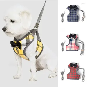 Dog Collars Cotton Harness Leash Set Pet Cat Vest With Bowknot Mesh Padded For Small Puppy Dogs Chihuahua Yorkshire Pug S/M/L