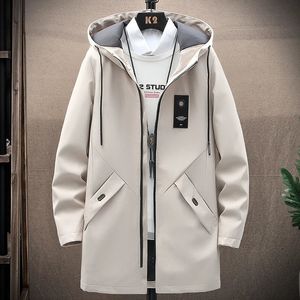 2023 Spring Mens Classic Fashion Trend Long Windbreaker Men Casual Loose Large Size Highquality Hooded Coat 240223