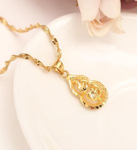 Dubai Real 24k Yellow Fine Solid Gold GF Women Pendant Necklace Gold Color Jewelry Fortune Gourd Party Wedding Presents8560609