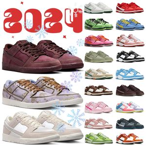 2024 Erkek Kadın Panda Alçaklar Koşu Ayakkabı Şehri Aşk Üçlü Pembe Panda Çiçeği Malakit Pastoral Baskı Setsubun Gece Sky Buttercup Düşük Eğitmenler Spor Sneakers