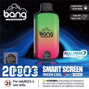 puff 20000 20k cigarros E descartáveis 26ml cápsulas de vapor pré-cheias 850mAh bateria recarregável dispositivos de suco de vape Dual Mesh vs bang box 12000 12k puff 20000