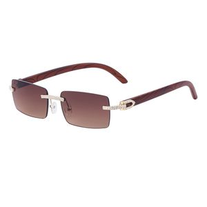 Heißer Verkauf 925 silber Baguette Moissanit Diamant Sonnenbrille Sonnenbrille Männer Randlose Metall Lila Objektiv