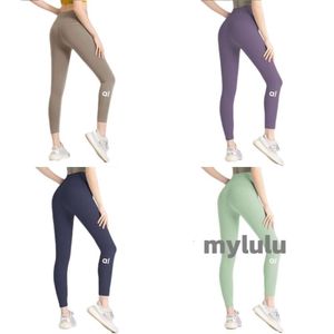 Kvinnors yogabyxor anpassar leggings med fickor hög midje sportkondition kostym lycra tyg fast färg botten byxor elastiska fitness utomhussportbyxor