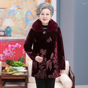 Damen Trenchcoats Ältere 50 Jahre alt 60 Mantel Frauen Kleidung Winter Samt Warme Jacke Weibliche Großmutter Outfit Mantel Parkas