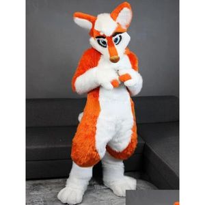 Mascot Orange Husky Fox Medium And Long Fur Costume Halloween Christmas Costumes Suit Party Drop Delivery Apparel Dhdol